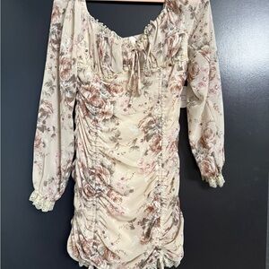 Floral pink and Cream Dress size medium new with tags